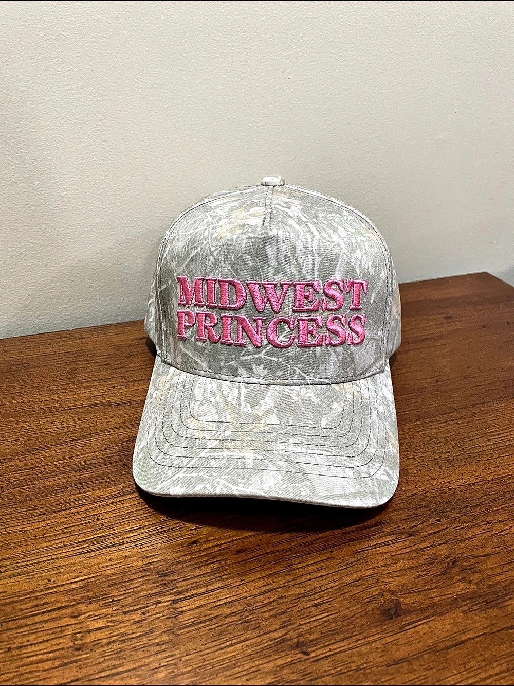 C.C Camo Embroidered Hat in Gray & Pink Like New